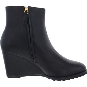 Lauren Ralph Lauren Shaley Wedge Ankle Boots Black Leather 7.5 DISCONTINUED NIB